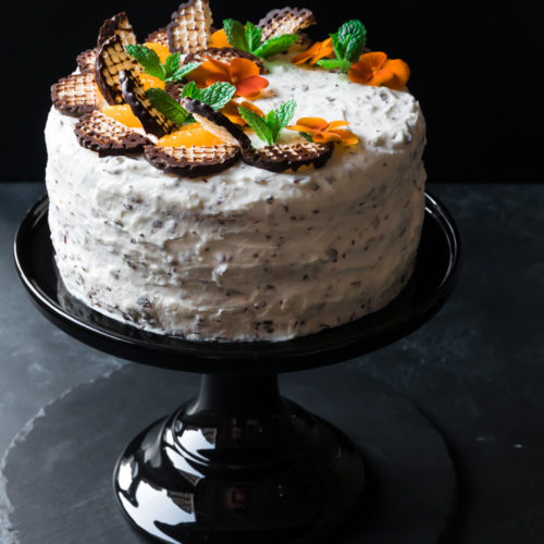 Dunkle Schokokusstorte mit Mandarinen food for the soul Mohrenkopftorte Torte Schokoküsse Schaumküsse Kuchen Straciatella