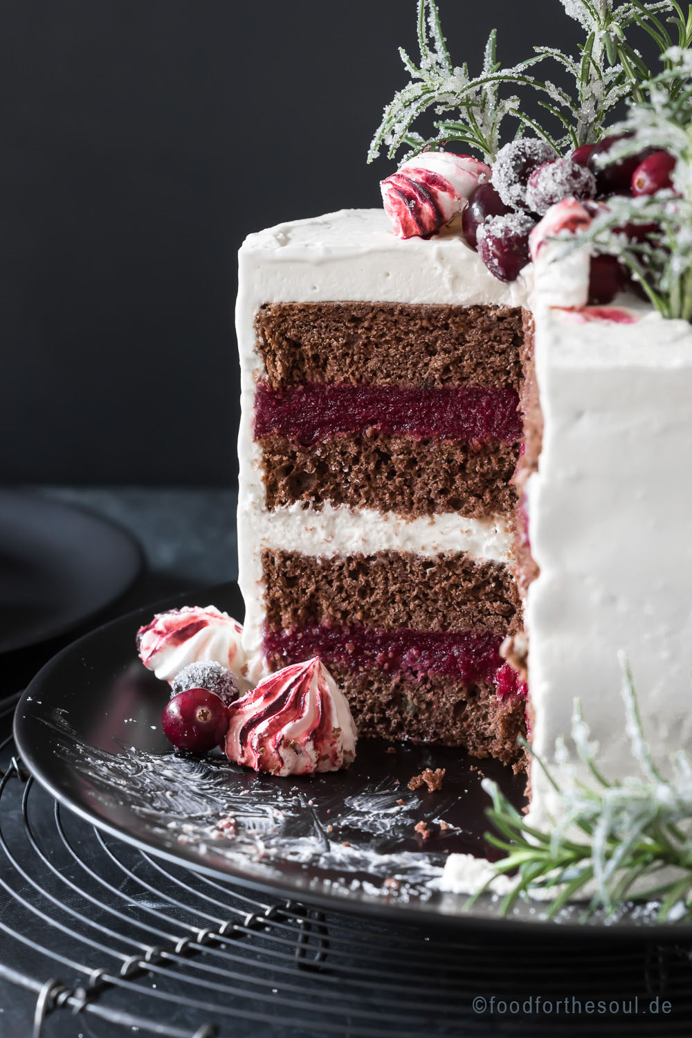 Lebkuchentorte mit Cranberries und Mascarpone Creme - food for the soul