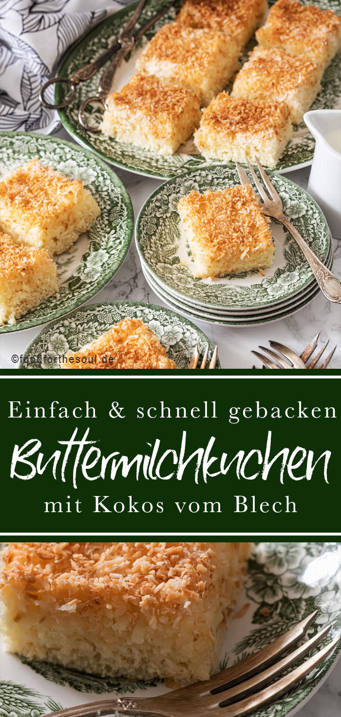 Buttermilchkuchen mit Kokos vom Blech - food for the soul