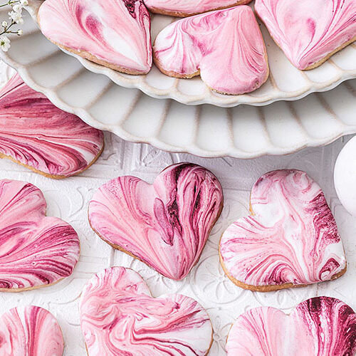 Marmorierte Herzkekse mit Royal Icing - food for the soul